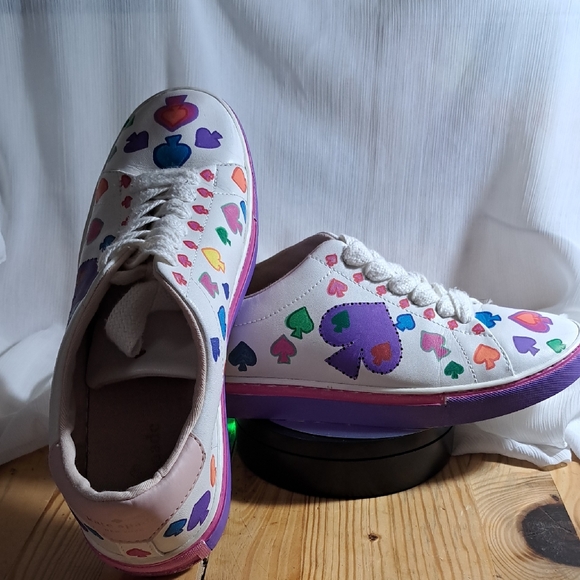 artisan Shoes - Hand Painted Pink and Green Sneakers